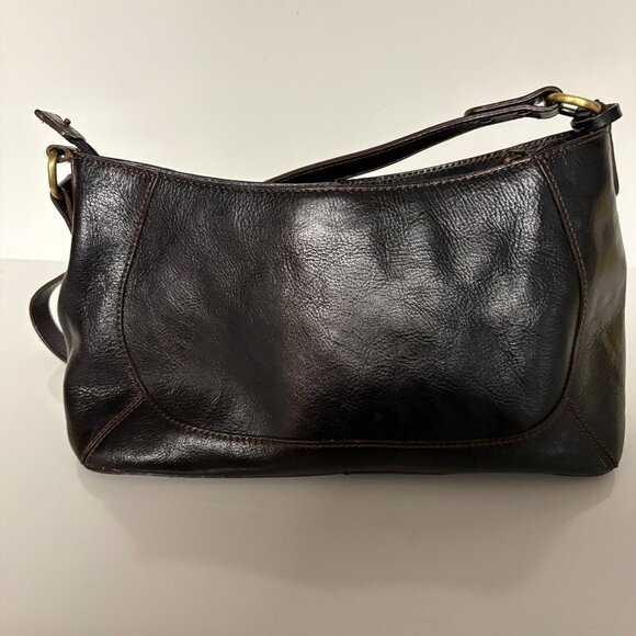 Etienne Aigner Black Leather Shoulder Bag Multiple Compartments Top Zipper - Picture 3 of 10